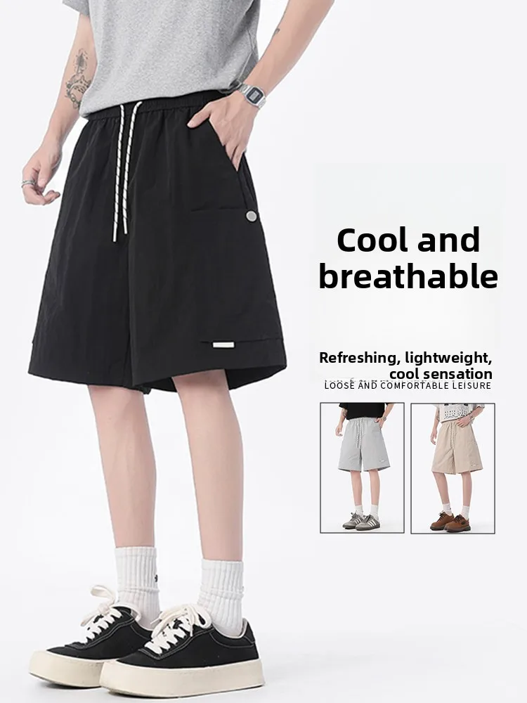 

Men's Summer Qui Dry Ice Sensation Breathable Workwear orts Casual Outdoor Sports Pants Faionable Versatile Mid-Length