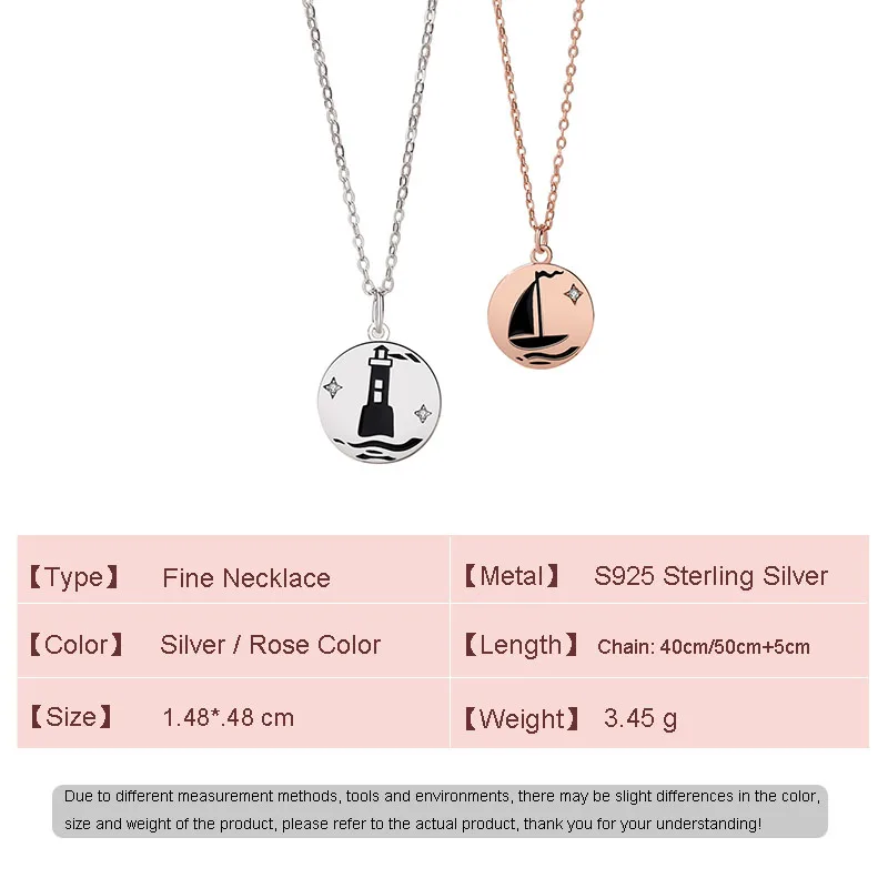 JIALY European Original Lighthouse Couple 925 Sterling Silver Necklace Round Commemorative For Women Birthday Gift new