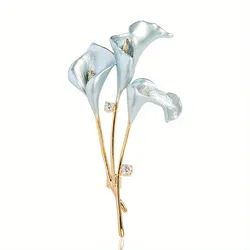 New Arrival Women Girls Classic Enamel Lily Flower Brooches Pins Exquisite Simple Design Plant Series Lady Party Pin