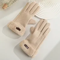 Warm Gloves Women Winter Plush Thickened Outdoor Driving and Cycling Rabbit Fleece Windproof Touch Screen Gloves