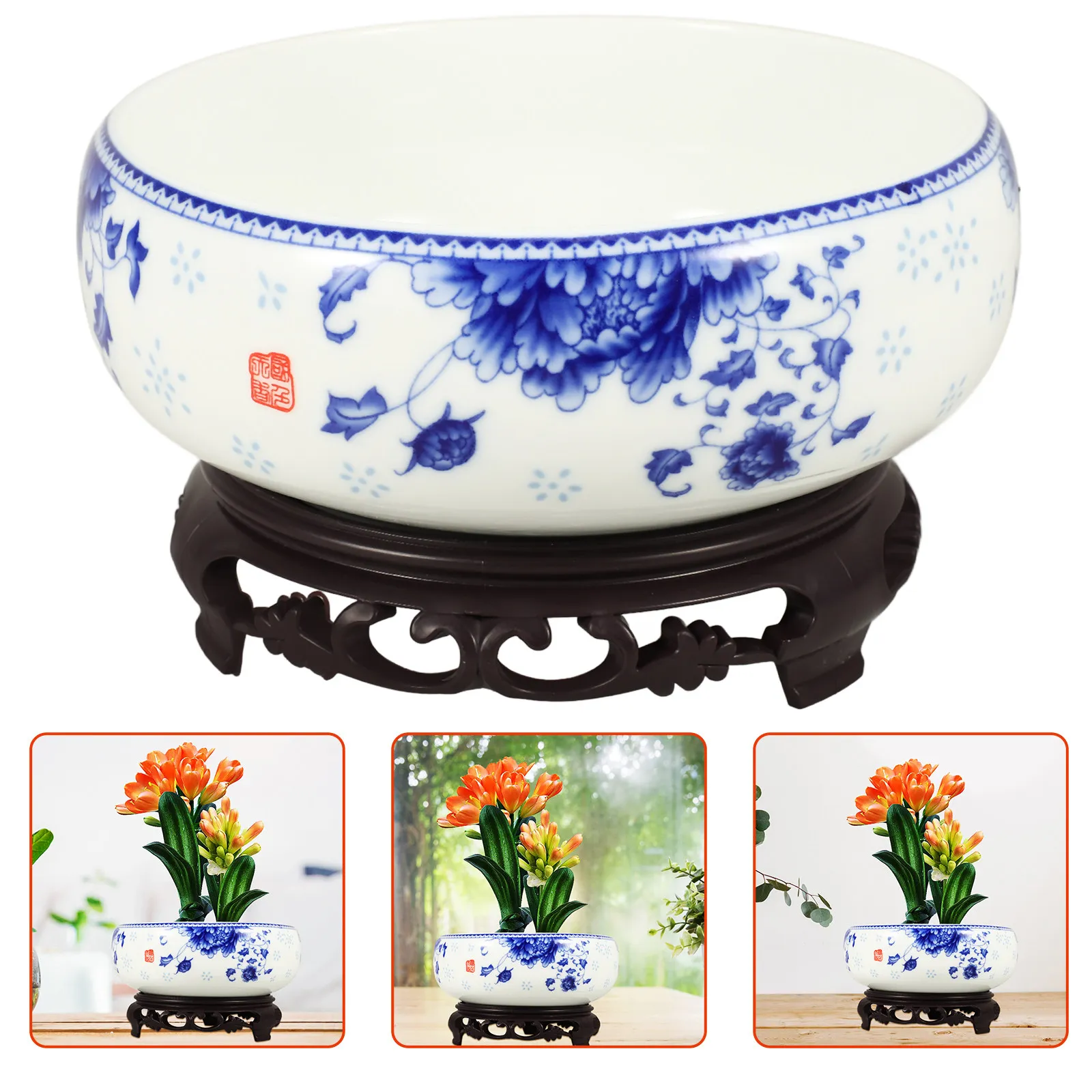 

Набор из 1 керамического глубокого горшка без дренажных отверстий для гидропоники, декоративный кашпо для бонсай и нарциссов, контейнер для дома и сада