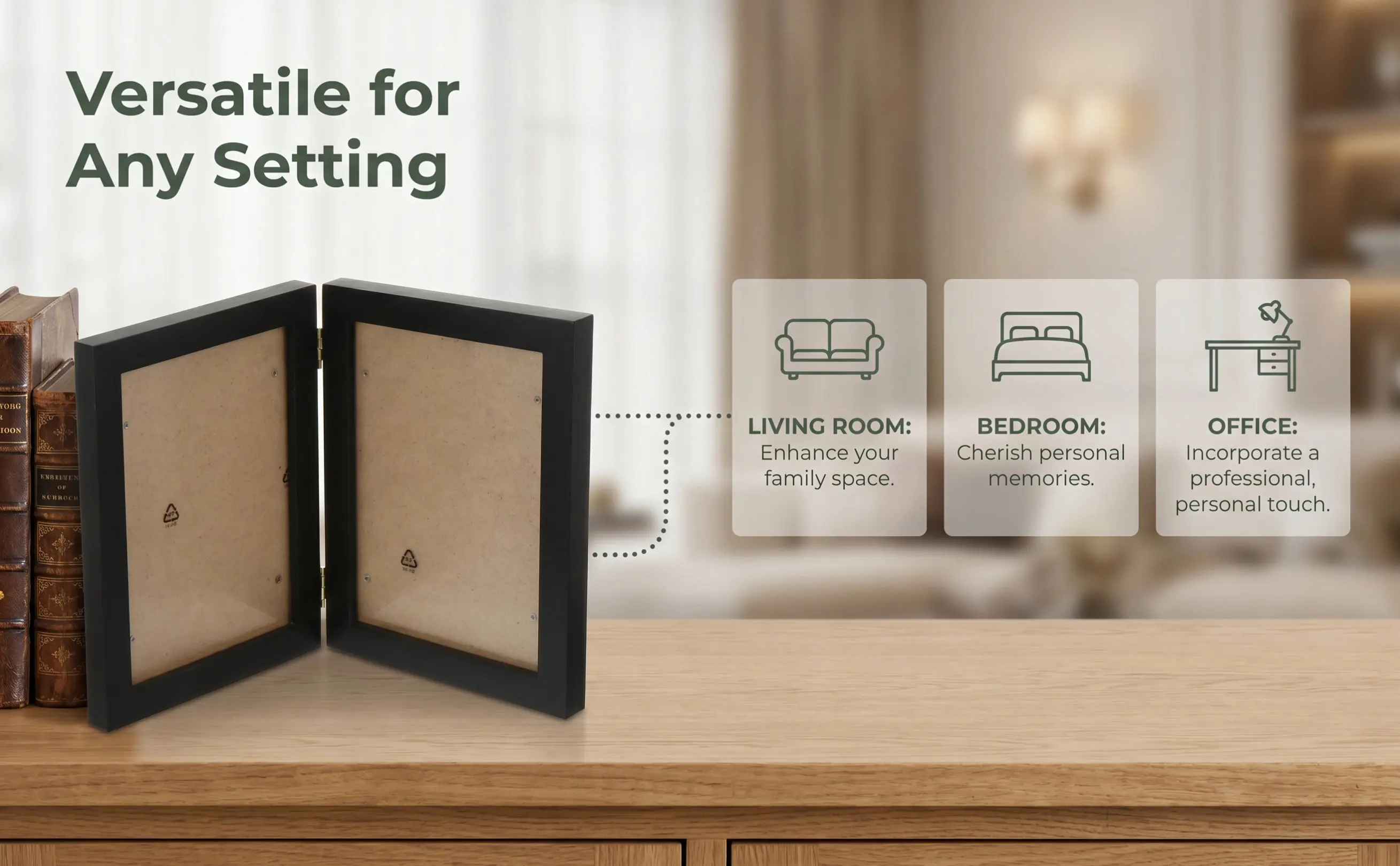 Exquisite Solid Wood Folding Photo Frame for Desktop Display