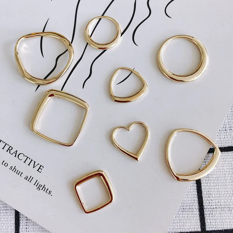 10PCS Geometric Hollow Pressed Heart Square Frame Pendant Resin Jewelry Making Tool Metal Frame Jewelry Charms Bezel Setting