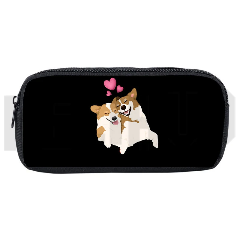 Welsh Corgi Pembroke Pencil case Women Cute Cartoon Korgi Make Up Box Storage Girls hand bags Gifts Stationery Pet Dog Pen box