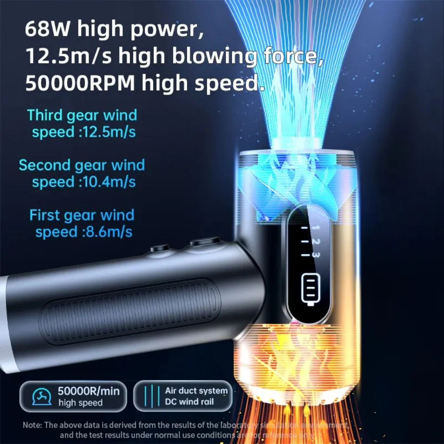 Aspirapolvere 2 in 1 Air Duster 50000 giri/min 3 marce Forte aspirazione Wireless Handhled Cordless Cleaner per computer da auto