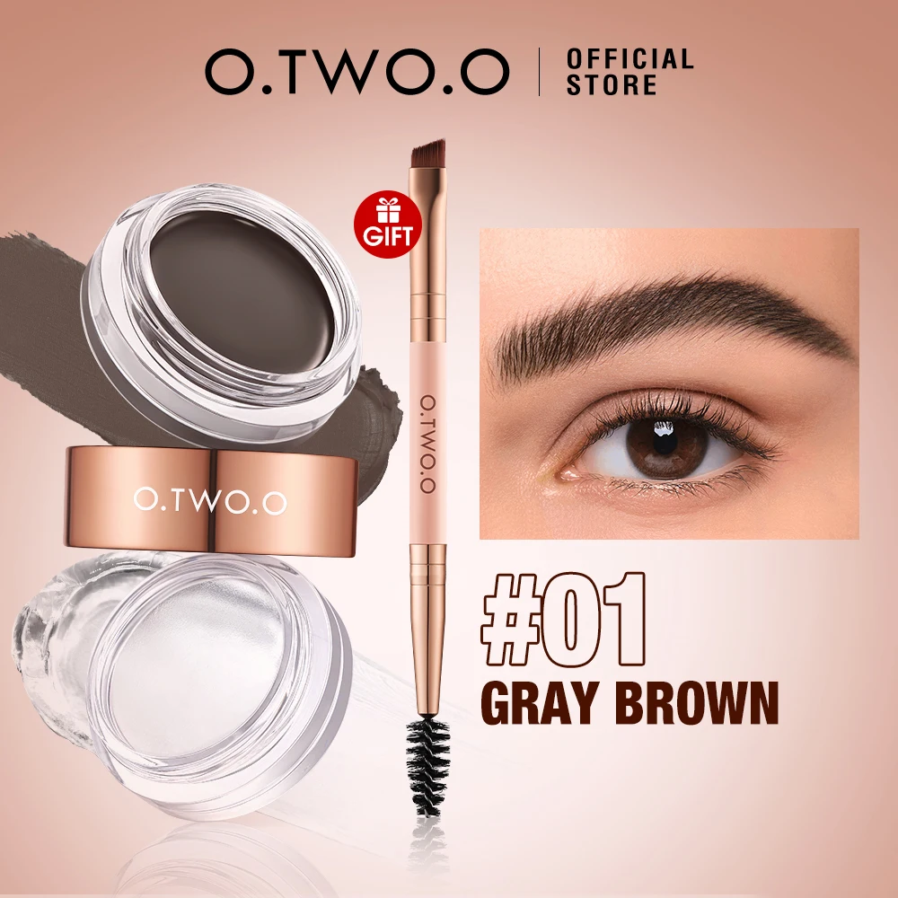 O.TWO.O Eyebrow Pomade Brow Gel Wax 2 IN 1 Waterproof Long Lasting Creamy Texture Eye Brow Tint Enhancers Cosmetics Makeup
