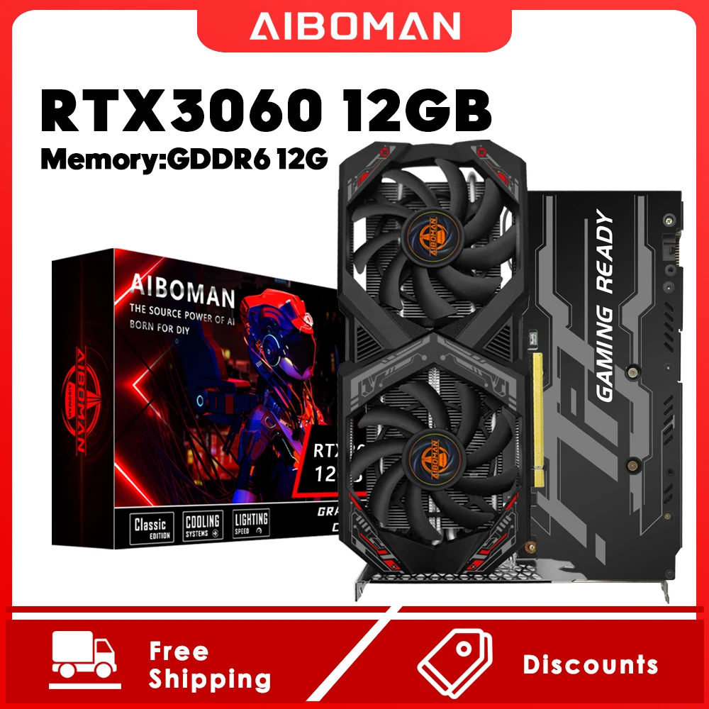 Tarjetas gráficas AIBOMAN GeForce RTX 3060 12GB NVIDIA GPU GDDR6 192bit 8Pin PCI-E 4.0 x16 rtx3060 12gb Adecuadas para juegos