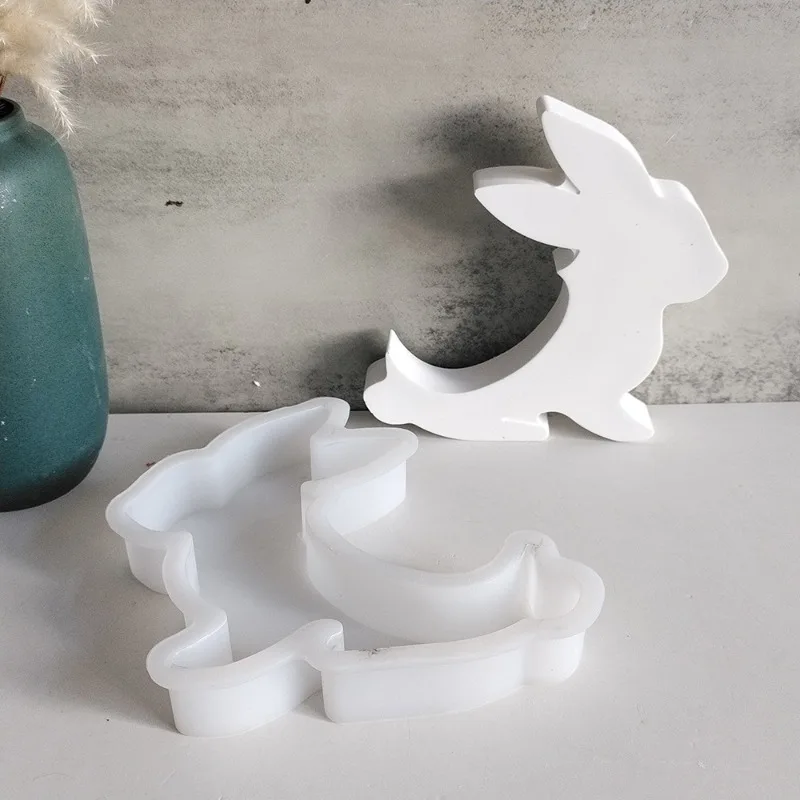 Easter Bunny Egg Candle Plug-in Silicone Molds DIY Gypsum Rabbit Animal Decoration Ornament Resin Mold Home Handicrafts Casting