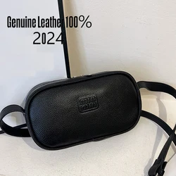 New Famous Luxury Brand Women's Shoulder Bag 2024 High Quality Cowhide Girl Saddle Bags Trendy Designer Female Crossbody Bolsas