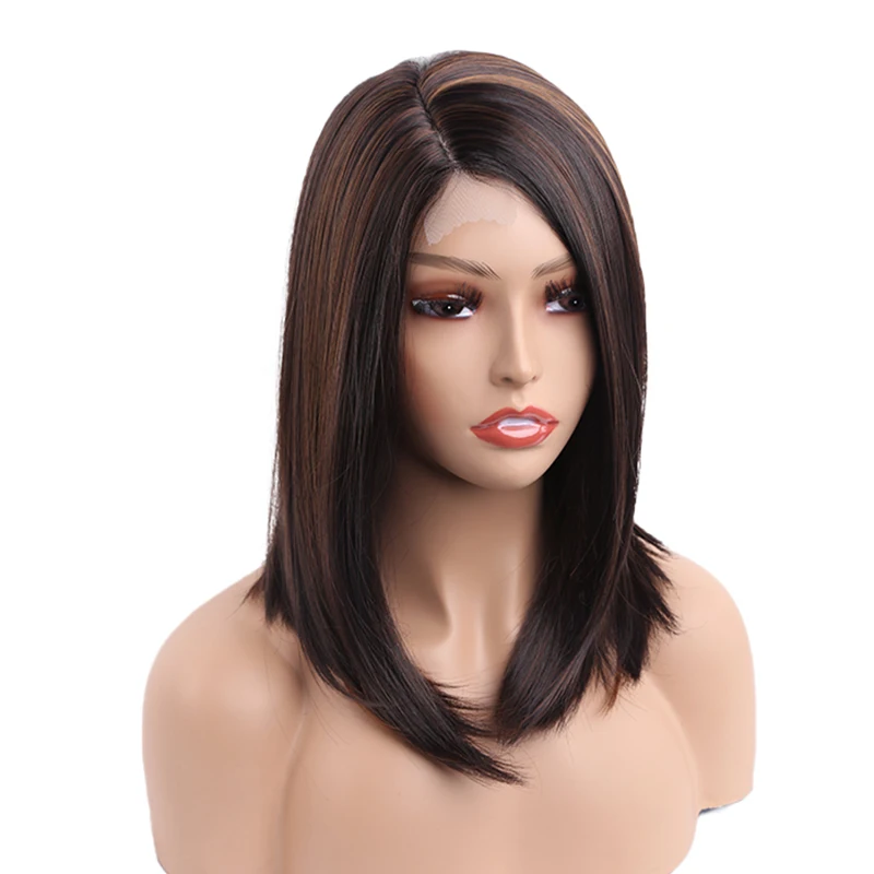 สังเคราะห์สั้นตรงผมลูกไม้ Wigs ธรรมชาติ Hairline Omber Wigs สำหรับผู้หญิงสีดำคอสเพลย์ Lolita ไฟเบอร์ทนความร้อ...