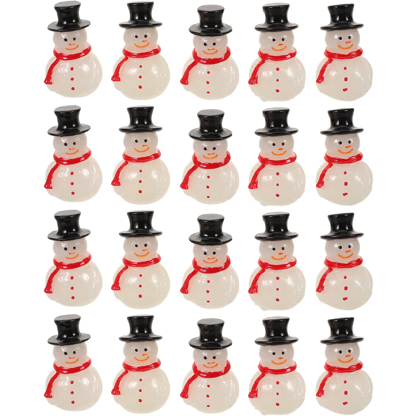 

16Pcs Mini Snowman Ornaments Luminous Resin Christmas Decor DIY Crafts Fairy Gardens Winter Mini Figurines Tabletop