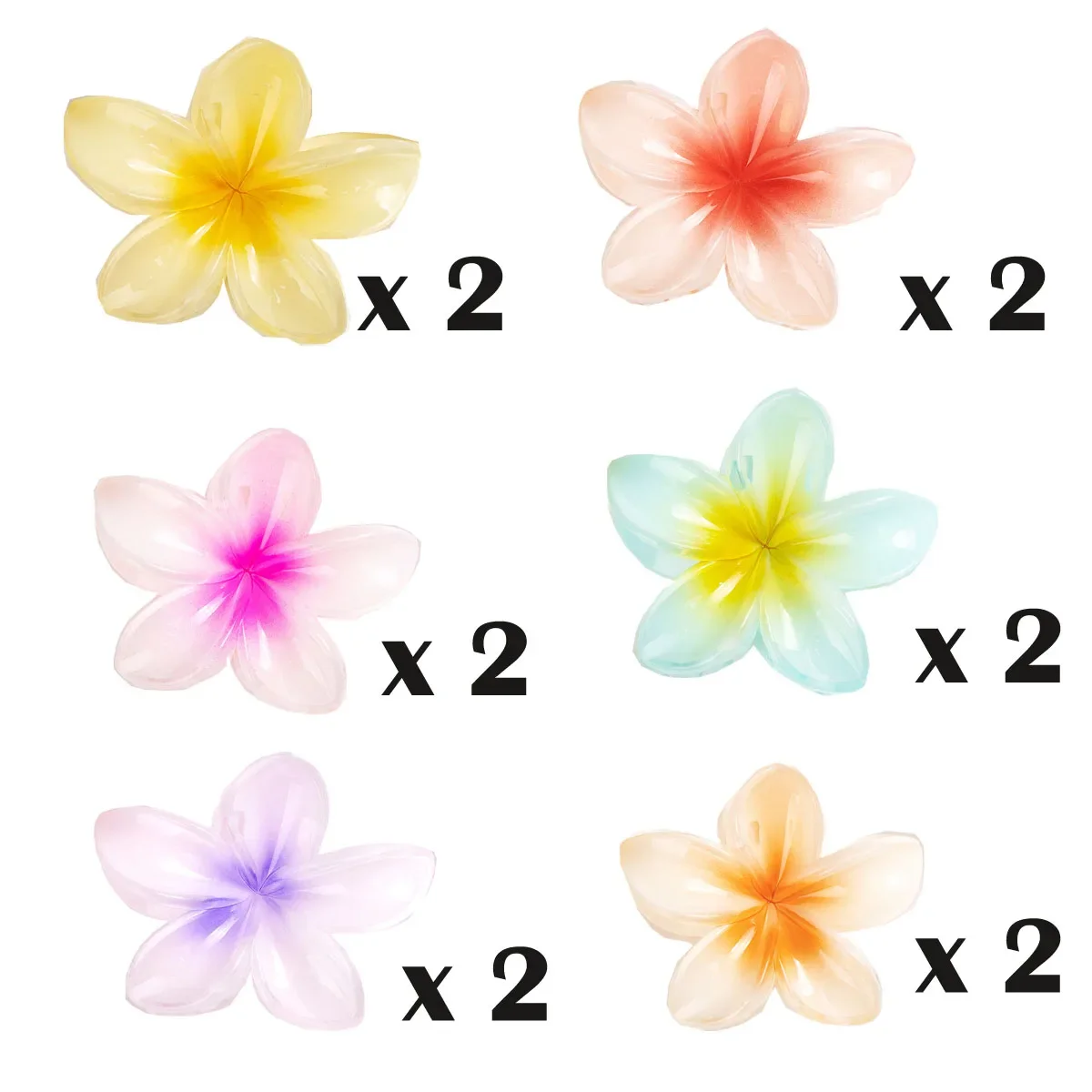 12 pcs/lot 8cm 6 Color Mixed Summer flower hair clip for women beach vocation travel hair Clips  hair accesorries female