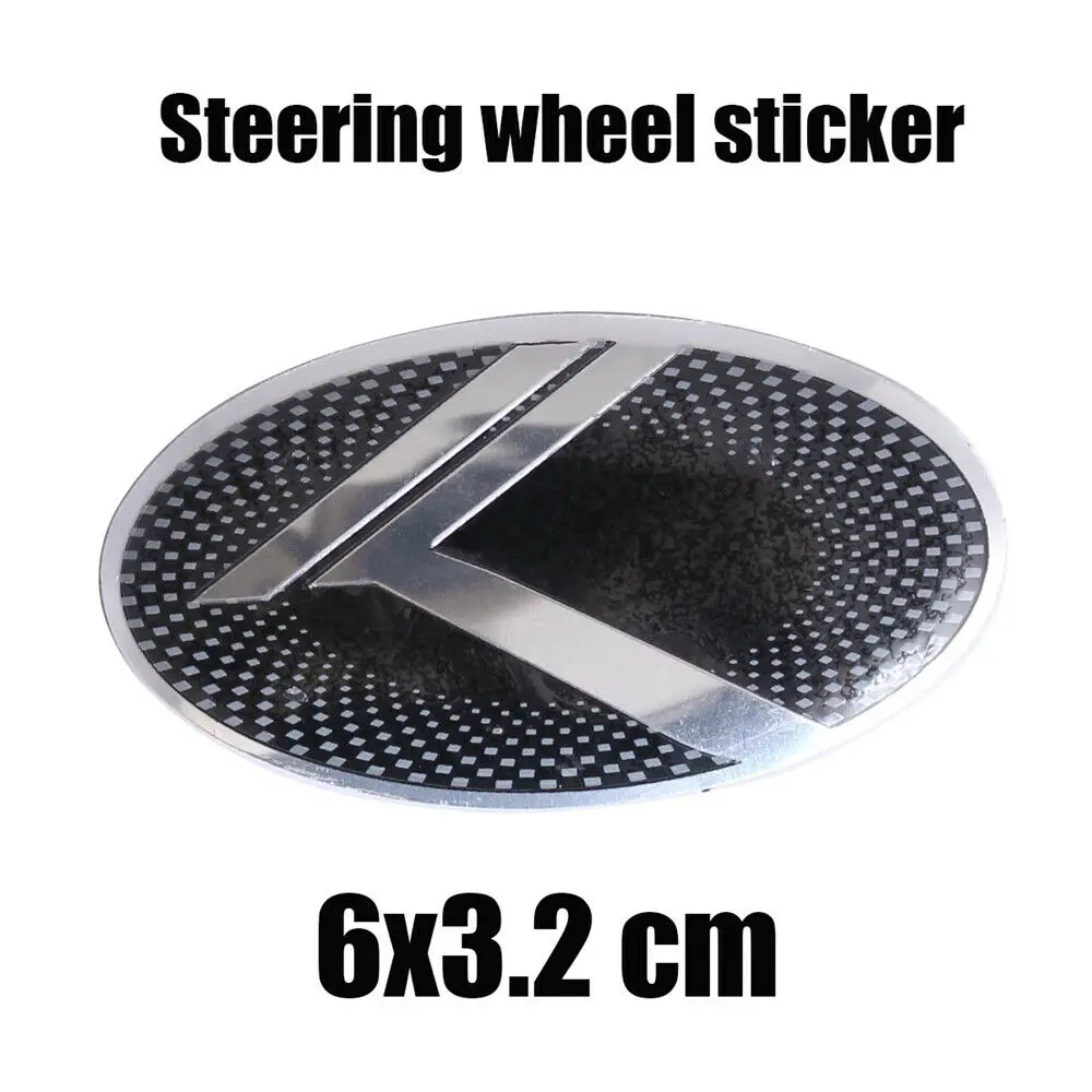 Silver K Logo Emblem Car Steering Wheel Center Cap Front Trunk Hood Badges Sticker for FORTE OPTIMA RIO Cadenza K5