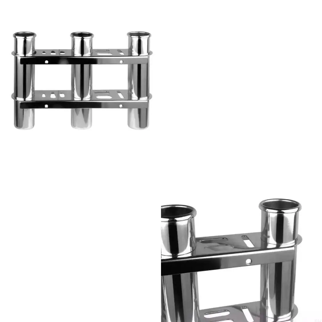 

Steel Marine Grade Fishing Rod Holder with 3 Tubes Adjustable 3 Tube Rod Stand Simple Installation for Boats Hardware