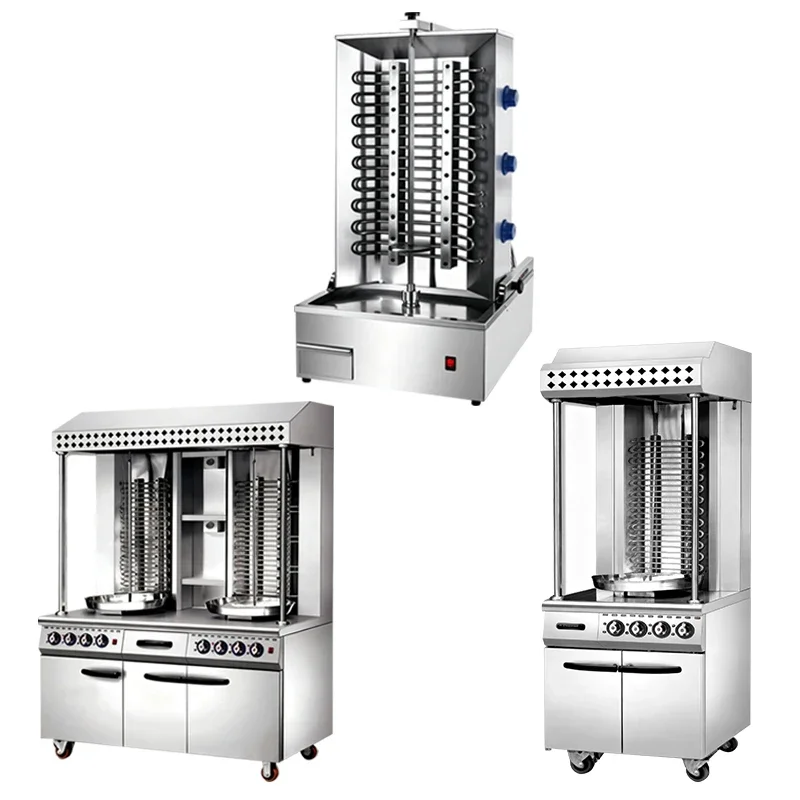 3/4/5 Spit Commercial Kebab Machine, Gas & Electric Turkish Brazilian Vertical Rotisserie Grill