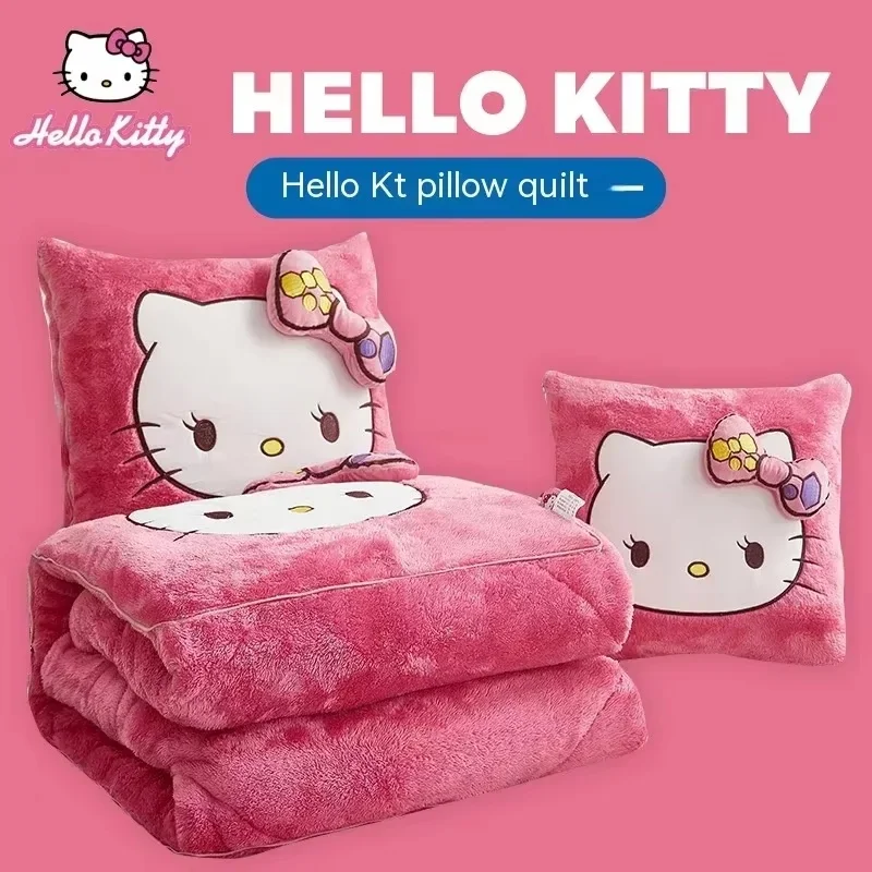 Hello Kitty Throw Pillow Blankets Two In One Flannel Pillow Thickened Nap Blanket Living Room Ornaments Girls Xmas home decGift