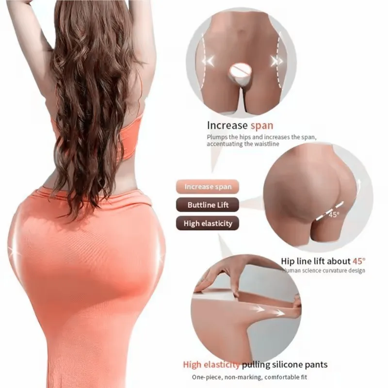 Oversized Silicone PantsSilicone Hip Pad Enhanced thickening Fake Vagina Trousers Cosplay Dress-up Big Ass Underwear Plus