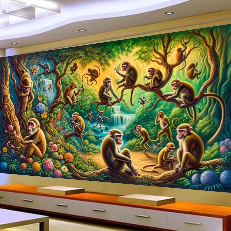 

Diy 5D Gorilla Jungle Forest Landscape Happy Life Large Diamond Painting Art Full Round Square Embroidery Mosaic Cross Stitch