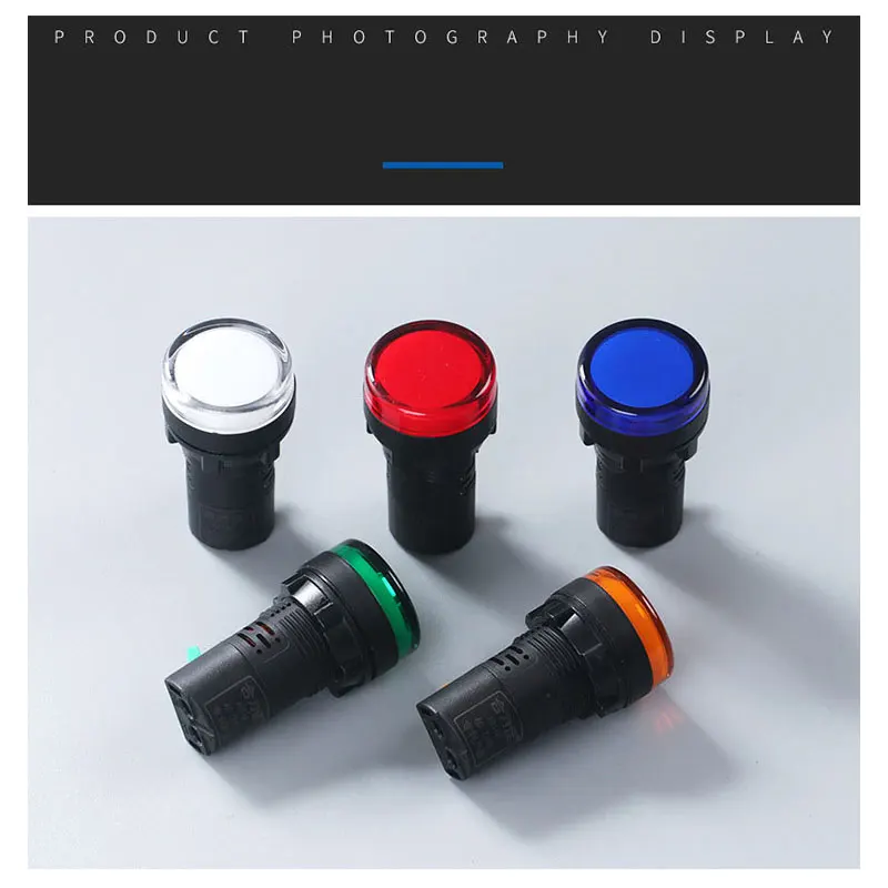 22mm Plastic Power Signal Lamp AD16-22D/S Crimp Type Connection 12V 24V 220V Red White Blue Green Small LED Indicator Light