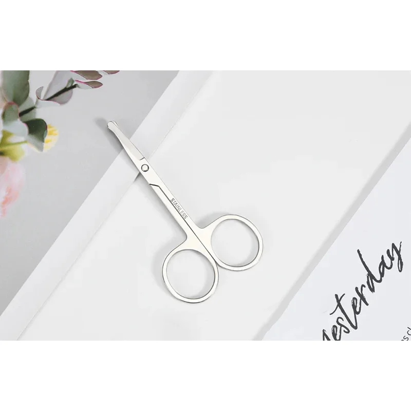 ステンレス鋼ラウンド安全はさみ眉毛メイクはさみ美容鼻毛トリマーはさみ眉毛シャープヘッド