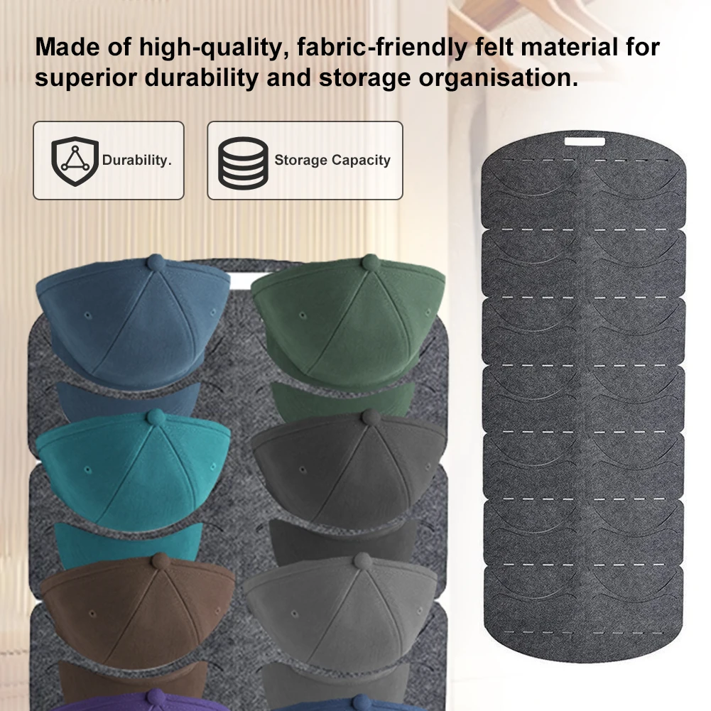 Felt Hanging Hat Organizer Cap Storage Hanger 7/14 Pockets Hat Display Rack Multifunction Large Capacity for Door Wall Closet