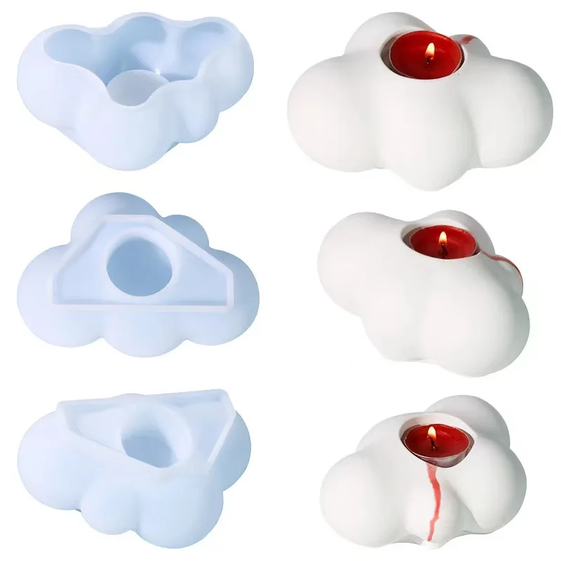 Cloud Candle Holder Mold DIY Epoxy Resin Cement Gypsum Pouring Silicone Mold Home Decoration Table Crafts