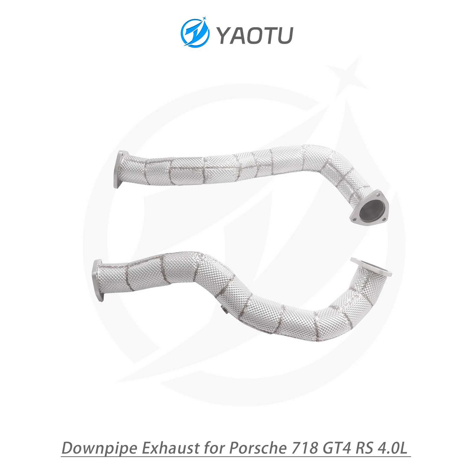 YT Stainless Steel Straight  Through Header with Heat Insulation for Porsche 718 GT4 RS 4.0L