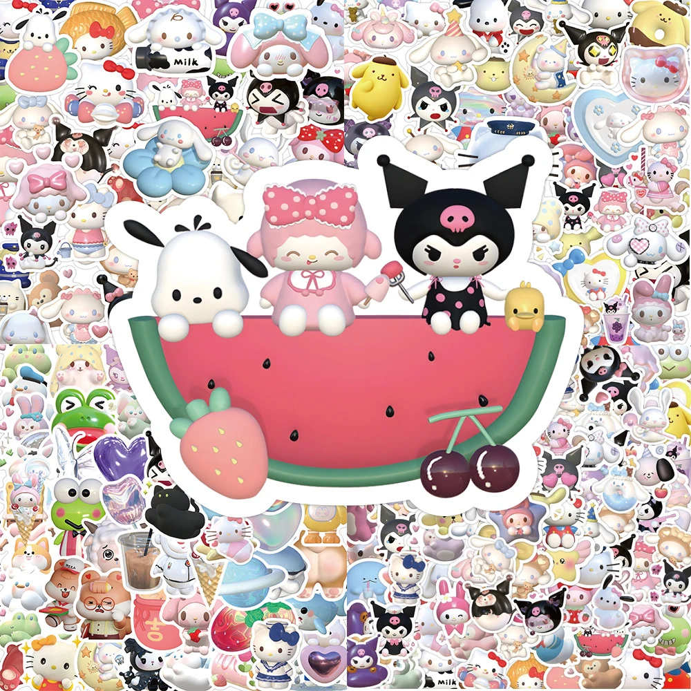 50/100pcs Cartoon Sanrio Stickers Kuromi My Melody Cute Decals Kawaii Girls DIY Scrapbooking Water Bottle Laptop Sticker for Kid