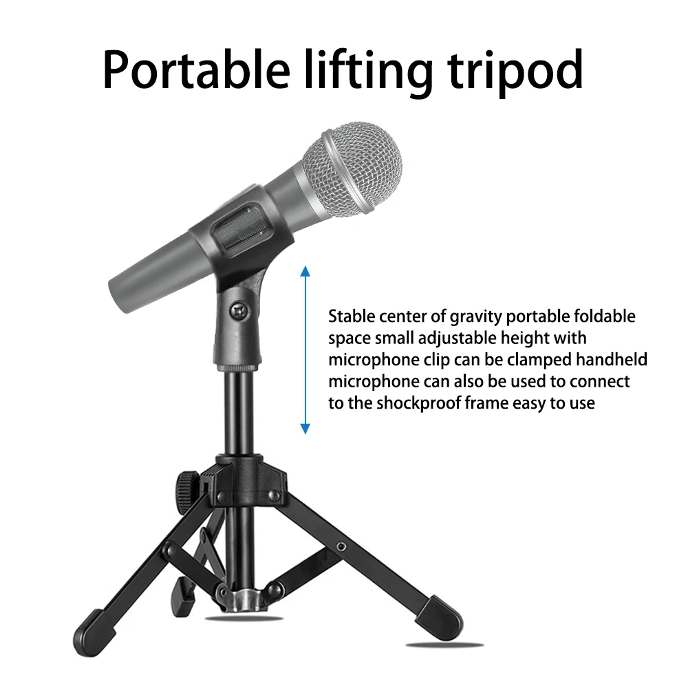 Mini Foldable Tabletop Tripod Microphone Mic Stand Holder for Meetings Lectures Speaking and Ect