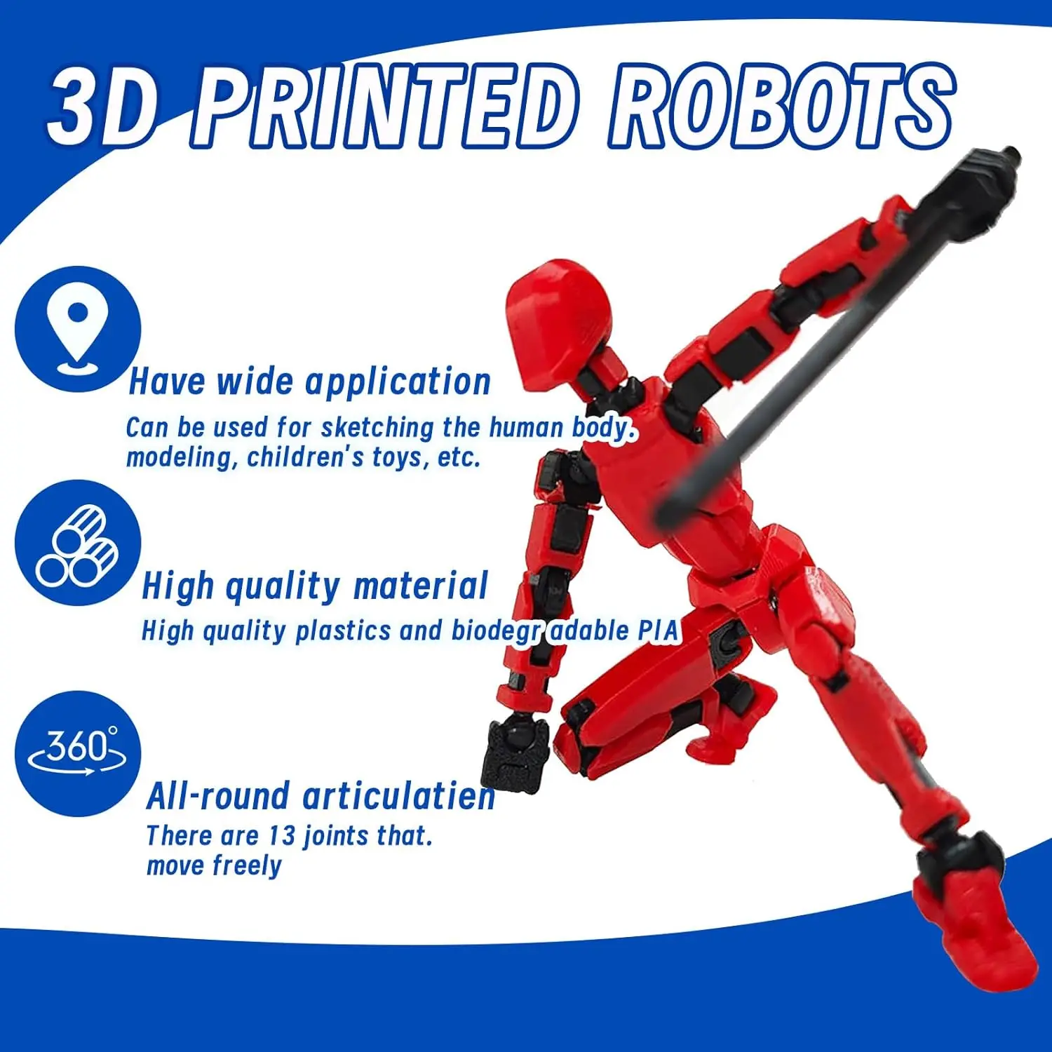 Muñeca de juguete de descompresión de cuerpo completo para niños, juguete impreso 3D movible de 13 articulaciones, ensamblaje de bricolaje simulado de tercera generación