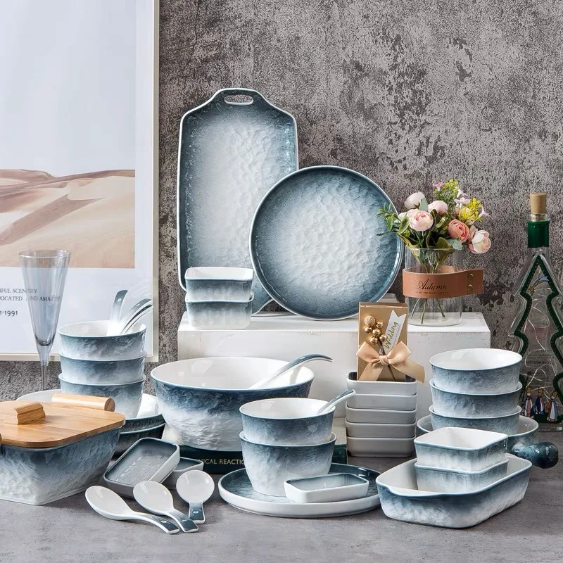 

42-Pieces Ceramic Dinnerware Set with Gift Box Plates and Bowls Set for 8 Person Tableware Set for Restaurant Hotel Gift