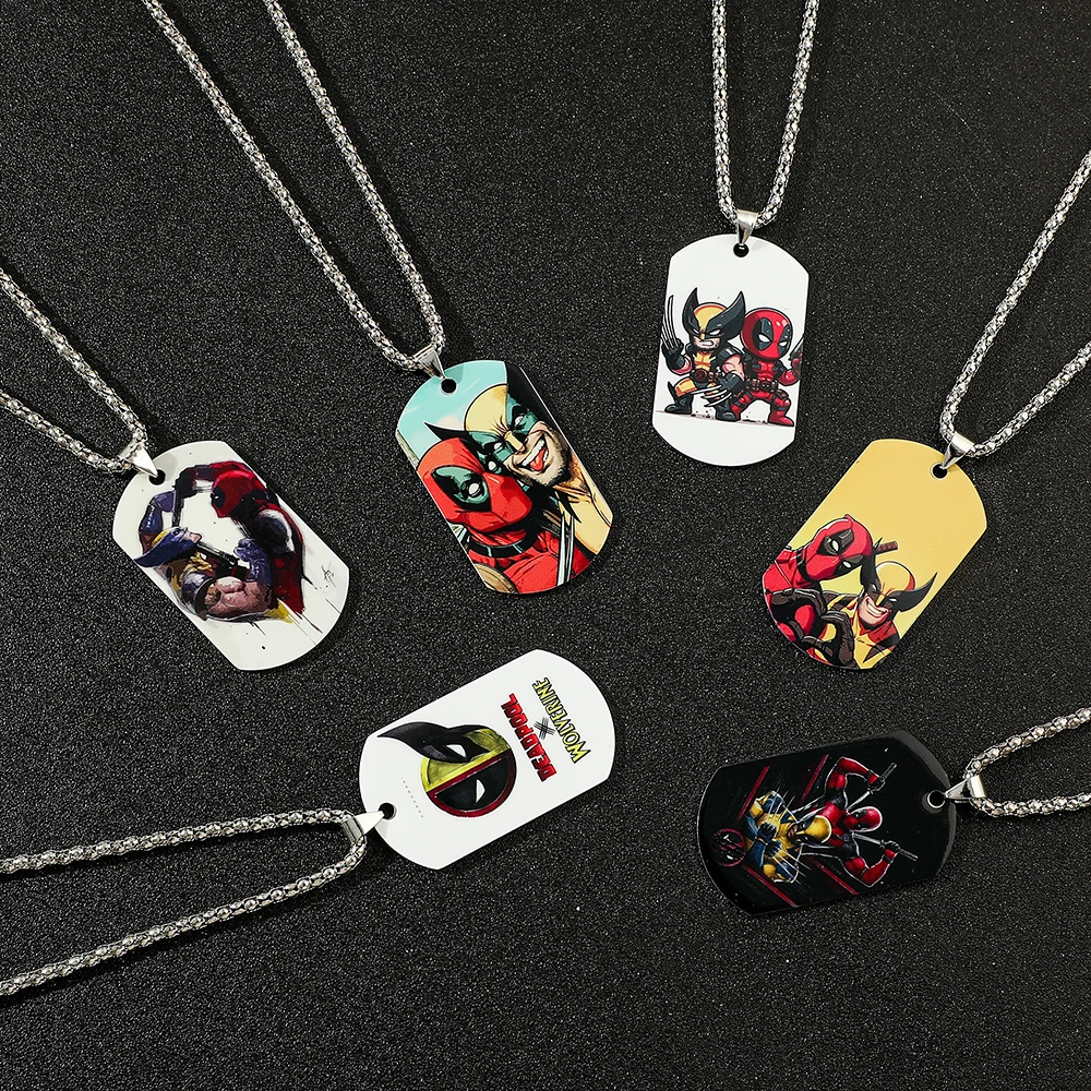 Disney Marvel Deadpool and Wolverine Necklace Fashion Deadpool DIY Pendant Necklace Superhero Wolverine Backpack TravelAccessory