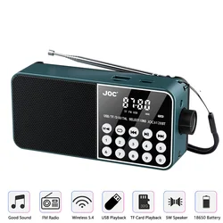 Mini Portable FM Radio Rechargeable USB TF Card MP3 Music Player Wireless Bluetooth Speaker With LED Lighting Radio FM Receiver