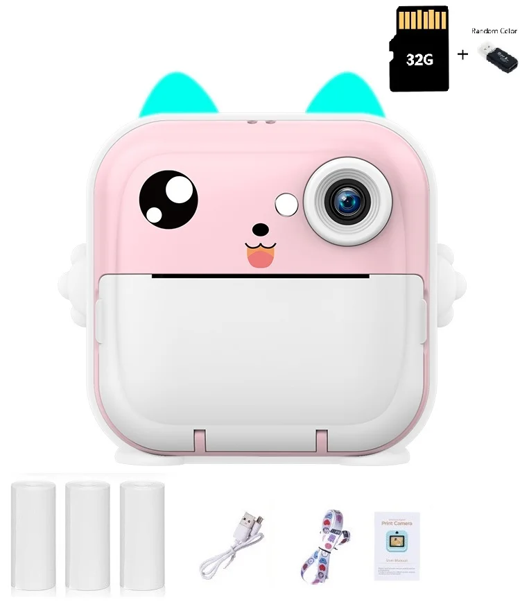Portátil mini câmera digital crianças fotografia impressão instantânea foto impressora térmica vídeo brinquedos educativos presente de aniversário