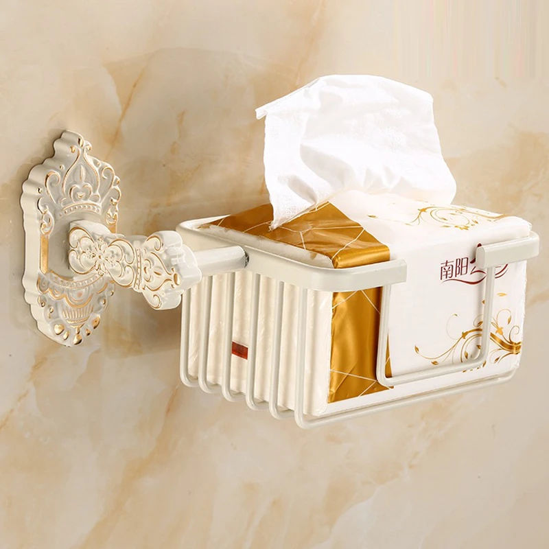 European Retro Style Square Tissue Holder - Space Aluminum Bathroom Paper Dispenser for Home & Hotel Use