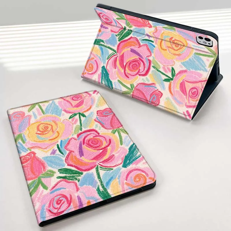 

Rose Graffiti Pattern For iPad mini Air 1 2 3 4 5 6 7 6th 7th 9 11 13 M3 M2 gen 7.9 8.3 10.9 Inch 2025 Tablet Case