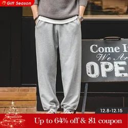 Maden Vintage Elastic Waist Heavyweight Men's Sweatpants Drawstring Jogger Sport Pants Casual Gray Cotton Loose Training Trouser