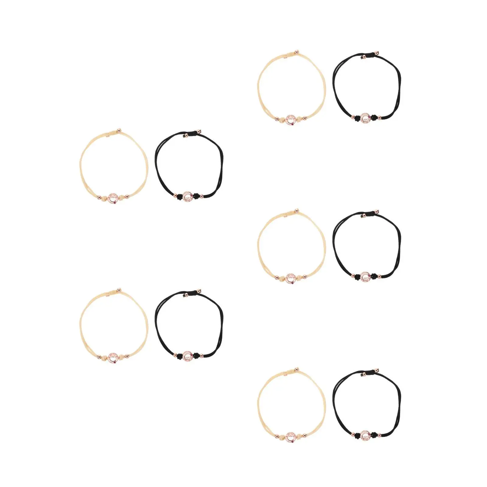 

5pcs 5 Pairs Couples Jewelry Link Bracelets for Partners Touch Vibrating Braided Adjustable Men