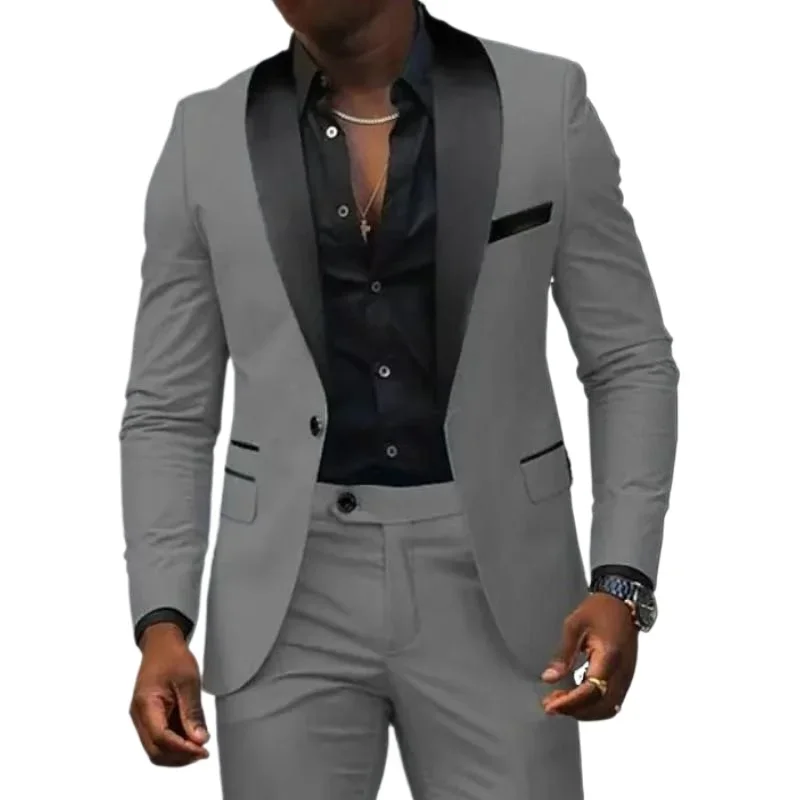 

High Quality Men's Business Casual Suit For Wedding Groom Wear Prom Best Man Blazer Slim Fit 2 Pieces Size Jacket+Pant