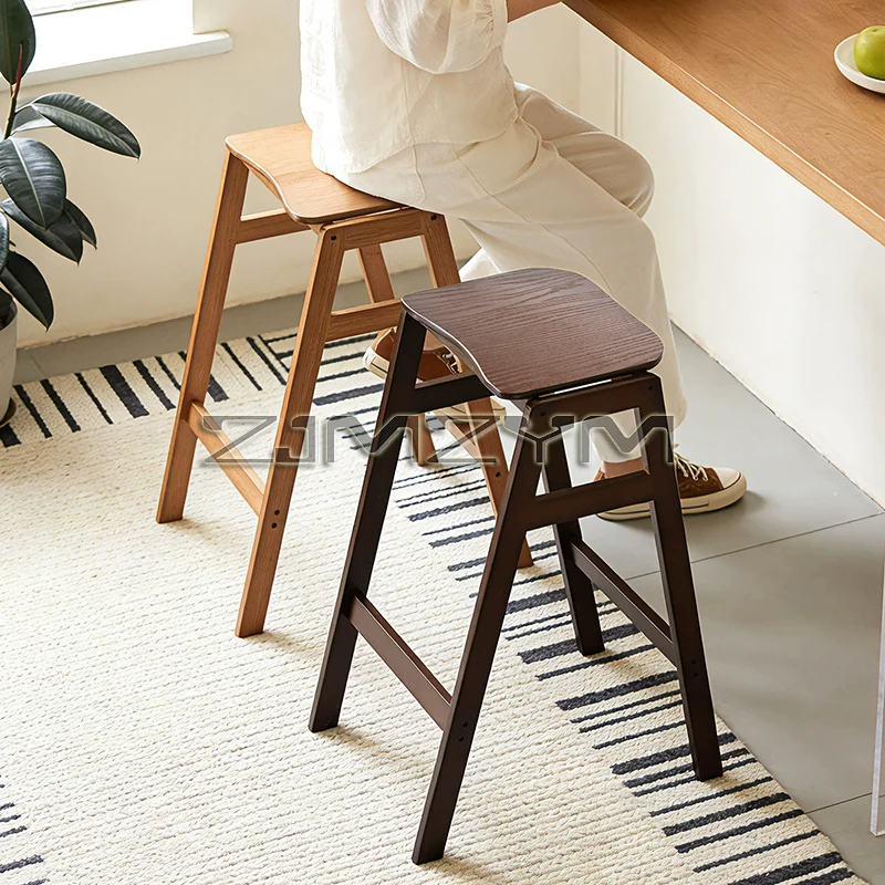 Bamboo Bar Chairs 65cm Modern High Counter Stool Island Table Leisure Bar Chairs Stable Stools for Kitchen Living Room