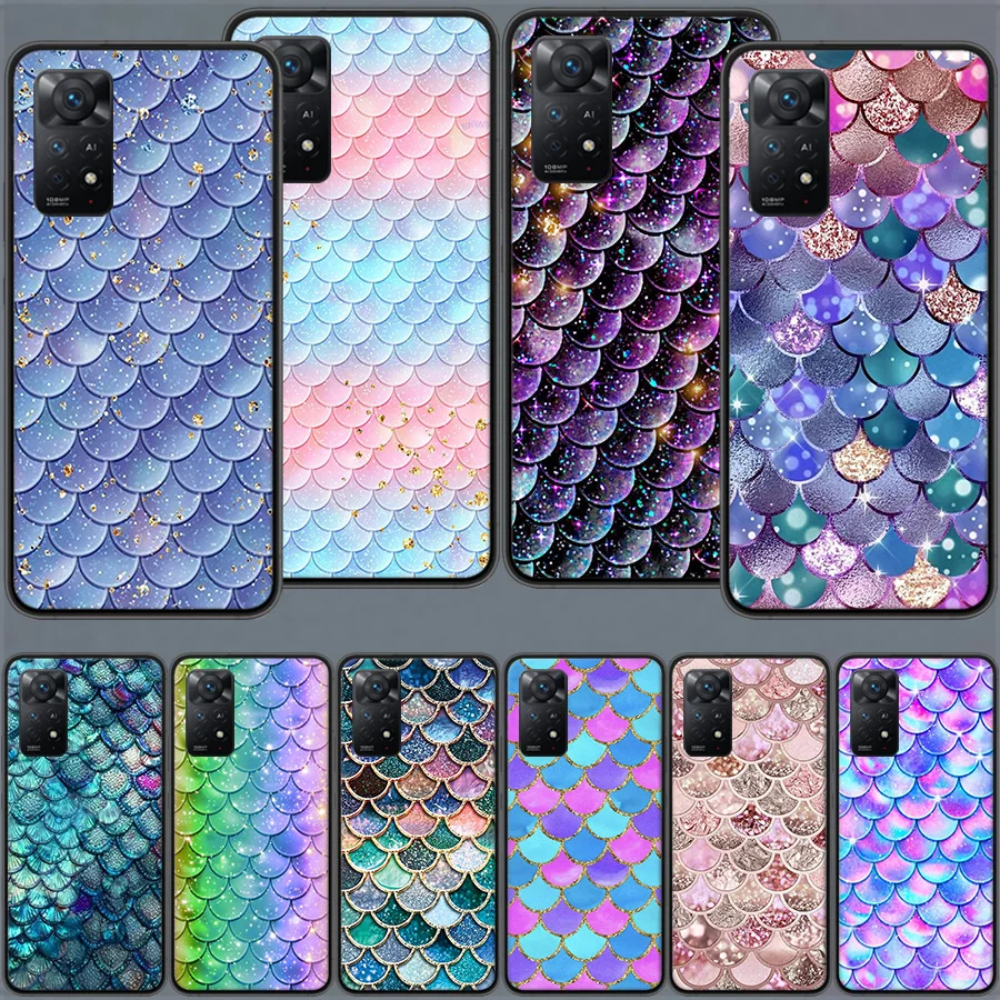 Fish Scale Pattern Mermaid Phone Case For Redmi Note 13 5G Plus Capa 12 12C 10A 10C 10 9A 9C 9T 9 8A 8 K70 K60 Pro Xiaomi A2 Lit