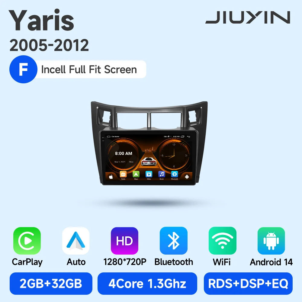 JIUYIN Android 15 Autoradio Multimedia Speler Voor Toyota Yaris 2005-2012 4G GPS WIFI 2 din navigatie Stereo Head Unit Carplay