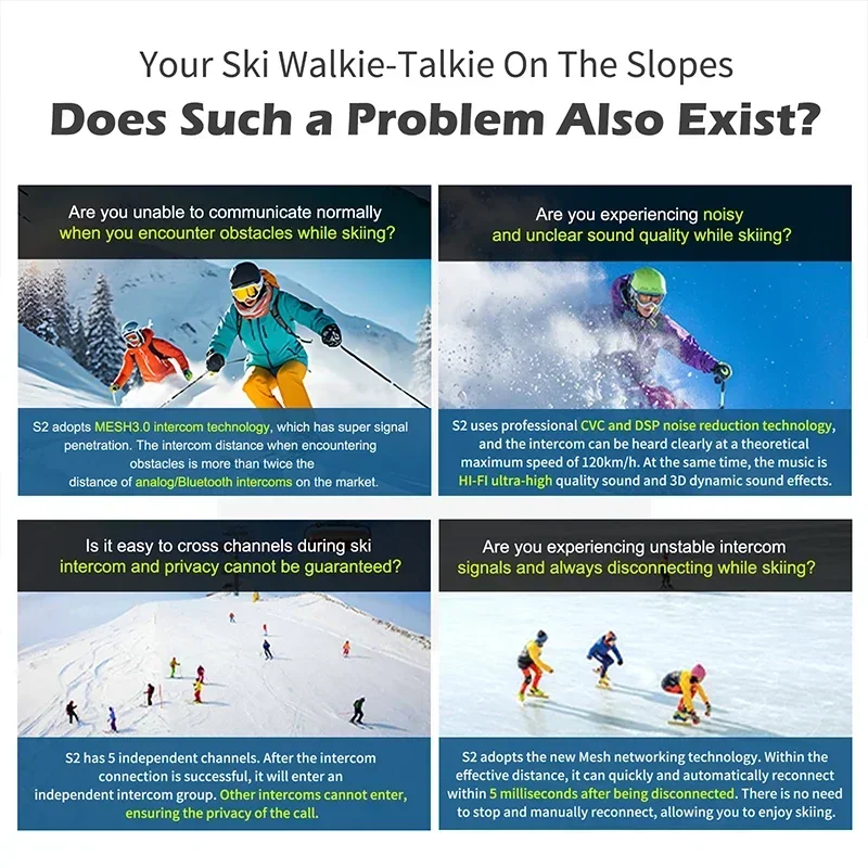 

NEW In Stock EJEAS New Design Wholesale S2 ski intercom full-duplex mesh BT skiing helmet headphones walkie talkie