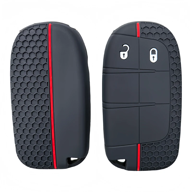 2 3-Tasten-Silikon-Schlüsseletui für Jeep Cherokee Compass Renegade Fiat 500X Dodge Charger Dart Chrysler 200 300 Fob Shell