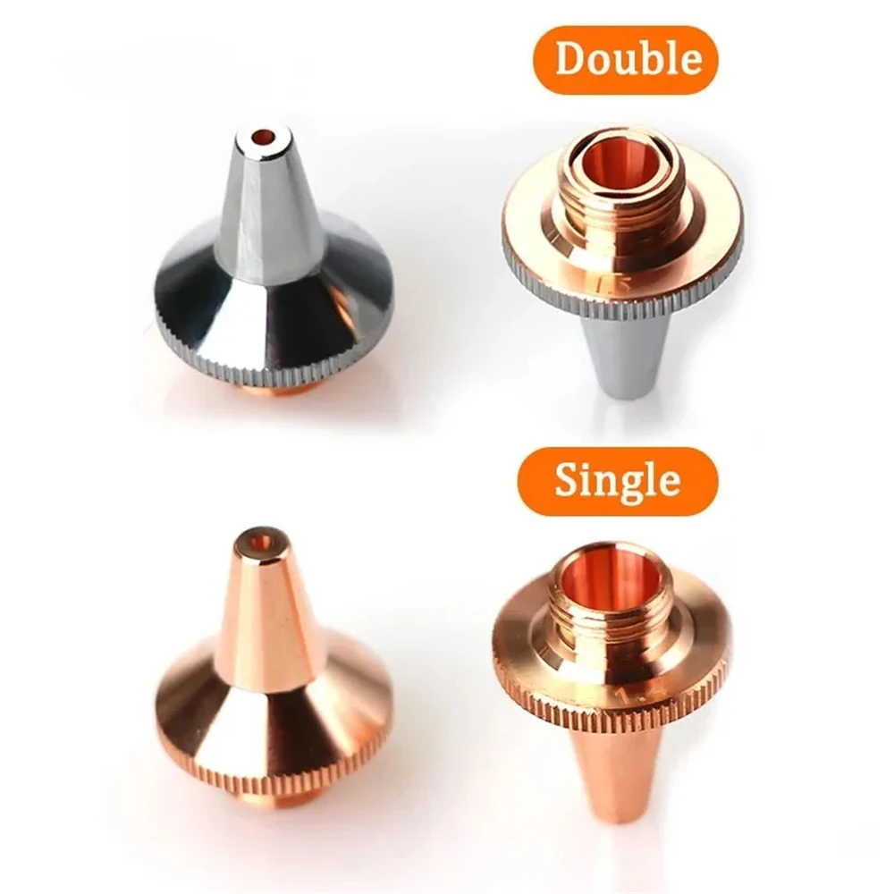 Praylee 10 Stuks 3d Laser Nozzles M6 M8 Dubbellaags Chroom Dia15 H19 M8 & Single Layer Dia11.5 H15.5 M6 Voor Raytools Bt 240S Bm109