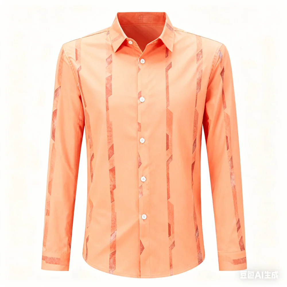 

Men's New Long-sleeved Light-color Geometric 3D Printed Elastic Shirt Hawaiian Beach Vacation Outdoor Party Outer Wear for Men