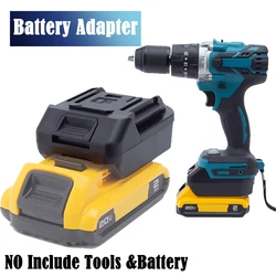 Battery Adapter Converter For DeWalt 18V Lithium to for Makita 18V Tool w/ LED Light Power Drill Tool (Battery not included)