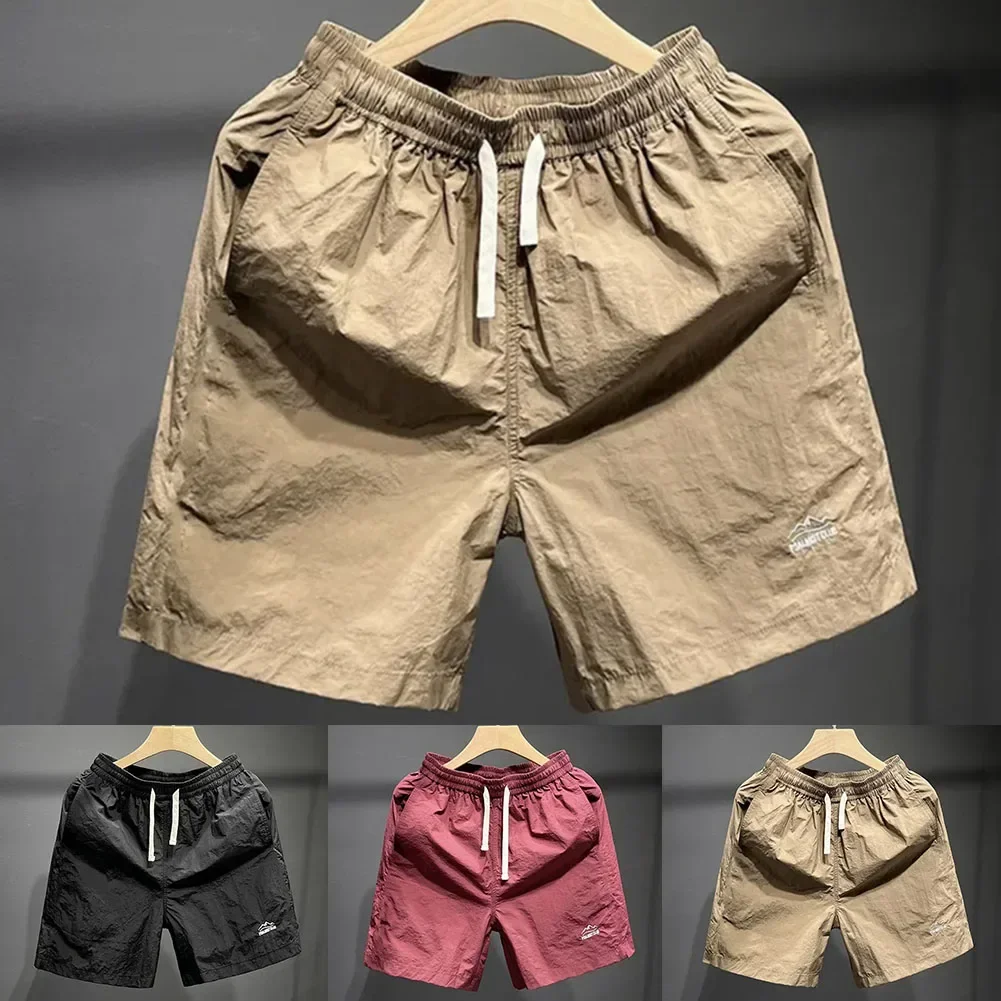 Beach Activities Men Shorts Drawstring Waist Shorts Clothing Comfortable Fit Elastic Waistband Knee Length Pants
