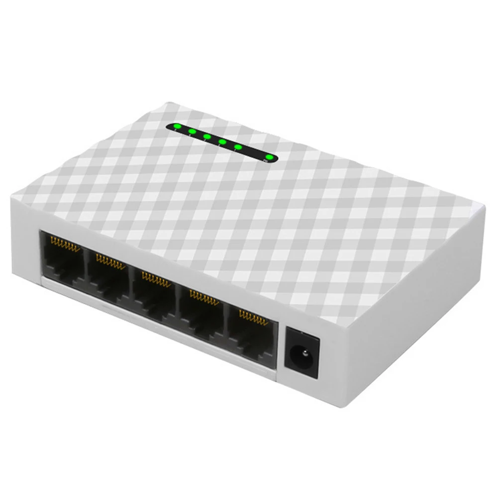 5 Port Gigabit Network Switch 1000Mbps RJ45 LAN Desktop Fast Ethernet Switching HUB Shunt with EU/US Power Adapter for Monitor