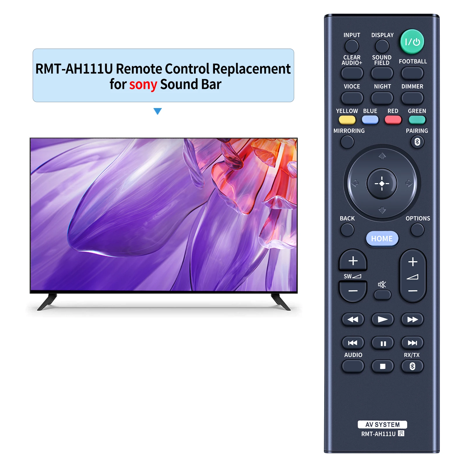 New Remote Control RMT-AH111U For Sony Soundbar HT-CT790, HT-NT5 HT-XT2 SA-CT790